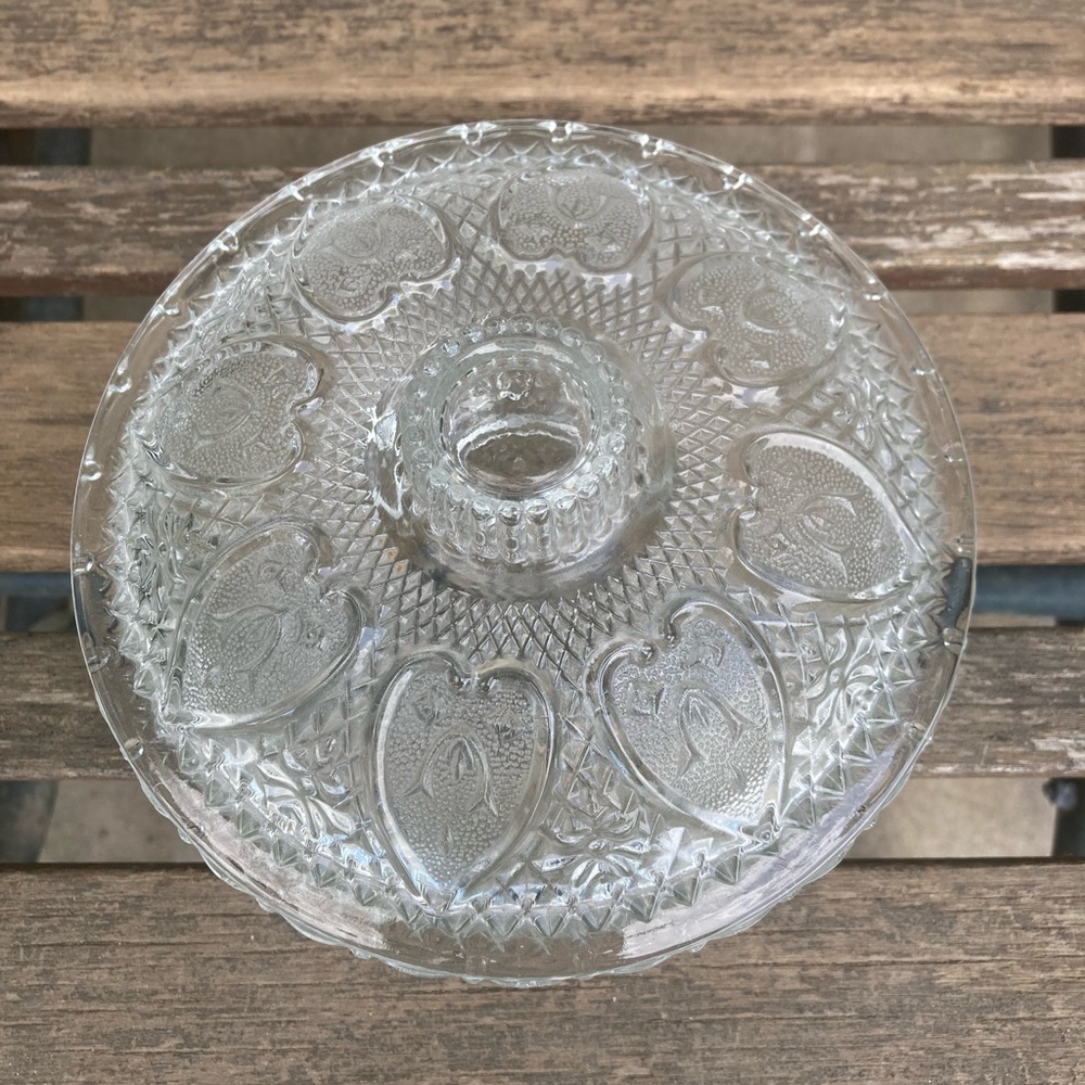 Vintage Pasari Hearts Glass Candy Dish Bowl with Lid Indonesia - Picture 4 of 5